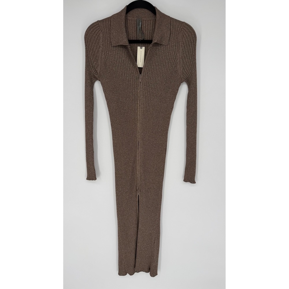ANTHROPOLOGIE LONG SLEEVE ZIP FRONT DUSTER CARDIGAN SWEATER RIBBED SMALL NWT